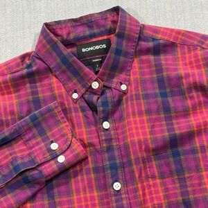 Bonobos Tailored Fit Button Down Shirt Mens Large Multicolor Plaid Long Sleeve